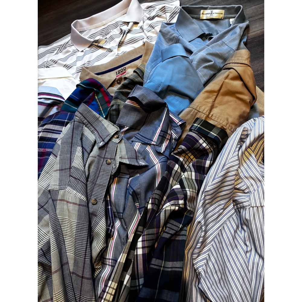Men's Shirt Reseller Project Lot Vintage Polo Button Up M XL XXL Flawed As Is